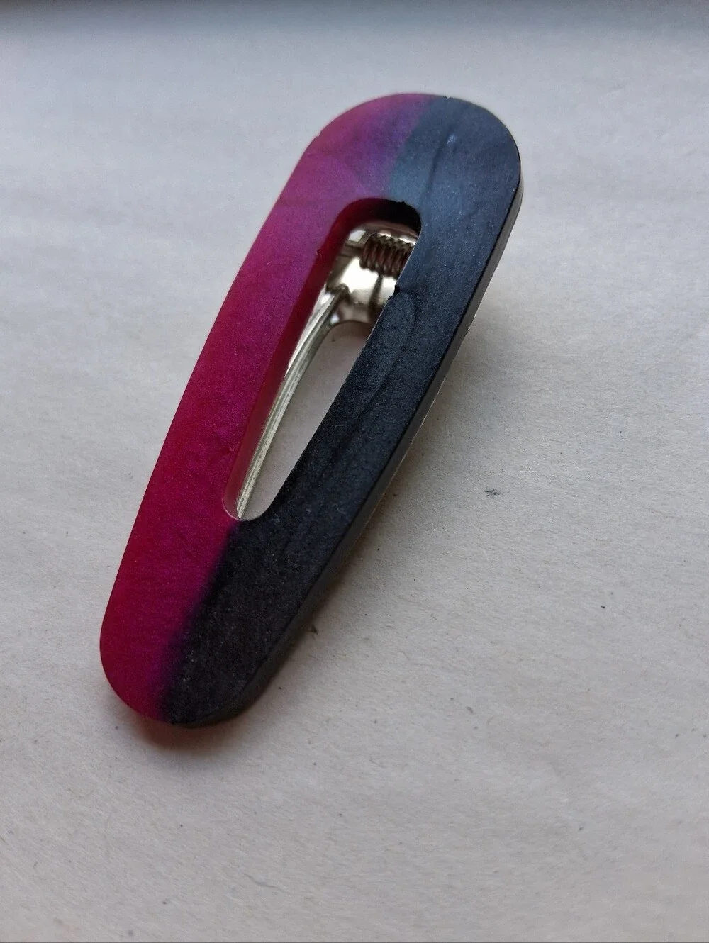 5/$25 Hand Crafted Pink and Black Gradient Hair Clip